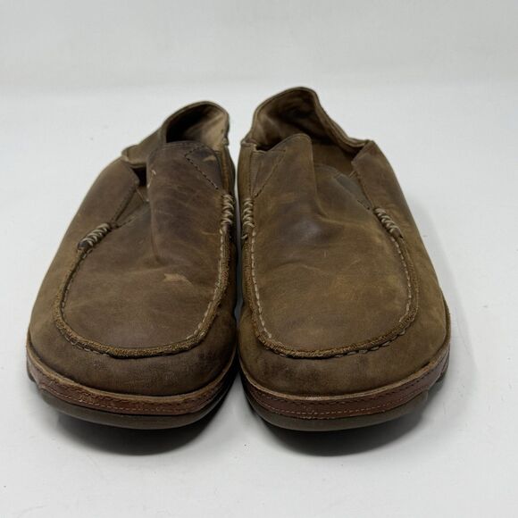 OluKai Moloa Shoes Mens 10 Brown Leather Slip On Moc Toe Casual Loafers main image 10